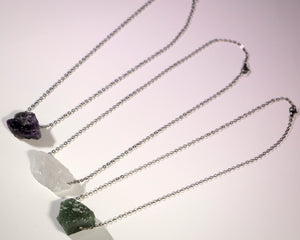 Amethyst, Clear Quartz, Green Aventurine Crystal Necklace