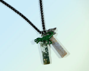 Jasper Crystal + T-Rex Necklace