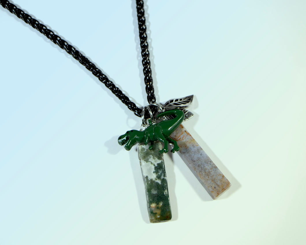 Jasper Crystal + T-Rex Necklace